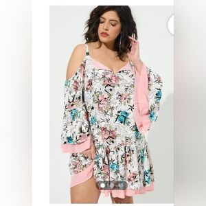 Betsey Johnson cold shoulder skull and flower Mini Dress